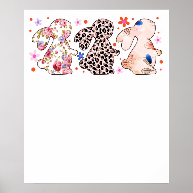 rabbit easter pattern, retro, vintage poster (Front)