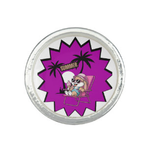 rabbit eat pizza in summer holidays ring