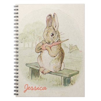 Rabbit Eating A Carrot  Cute Bunny Notebook by myMegaStore at Zazzle