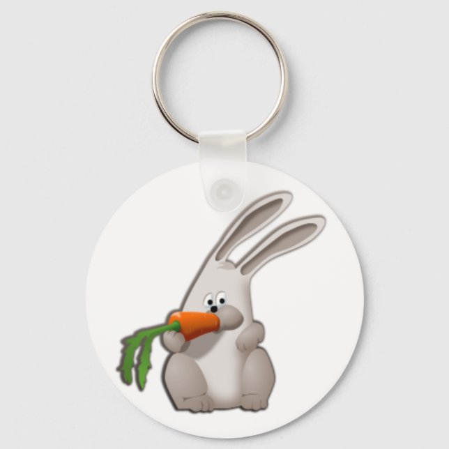 Rabbit Eating A Carrot Keychain (Front)