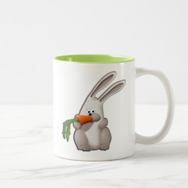 Rabbit Eating A Carrot Two-Tone Coffee Mug (Right)