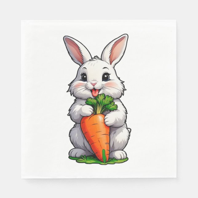 Rabbit Eating Carrot Napkins (Front)