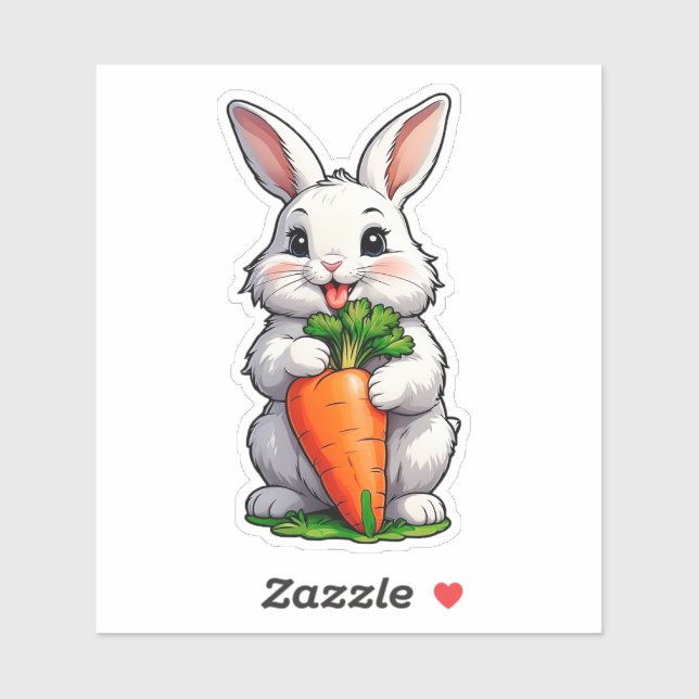 Rabbit Eating Carrot Sticker (Sheet)