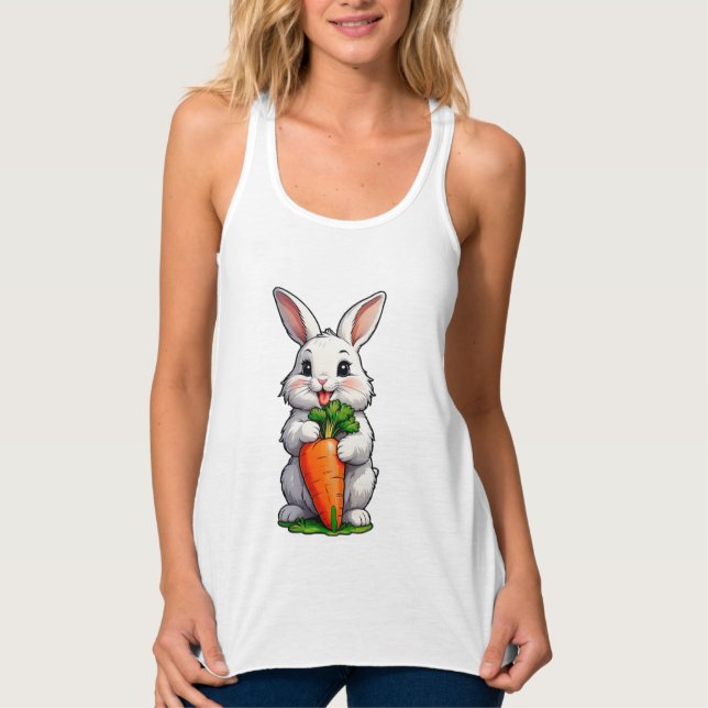 Rabbit Eating Carrot Tank Top (Front)