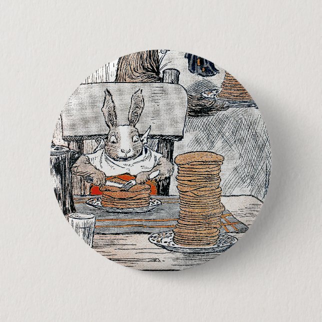 Rabbit Eating Pancake Breakfast Pinback Button (Front)