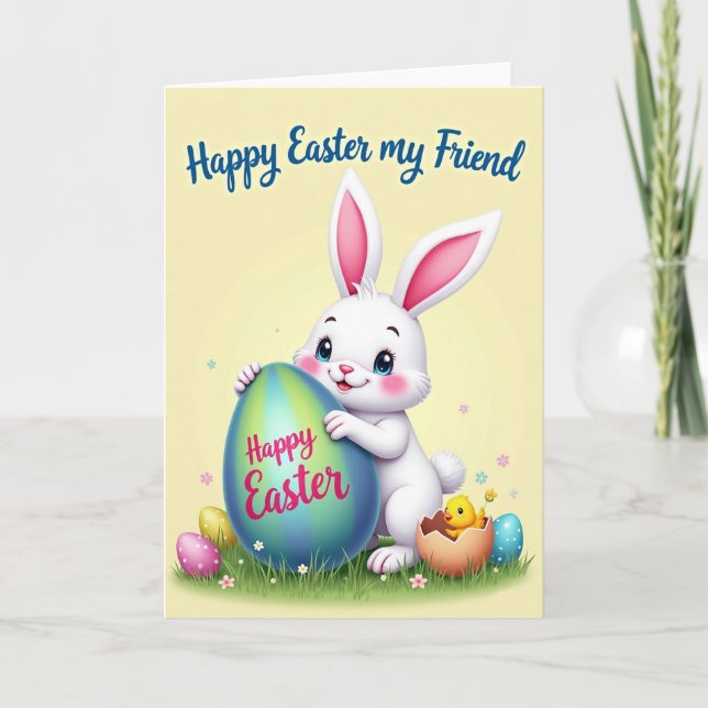 Rabbit Egg Happy Easter Day Card (Front)