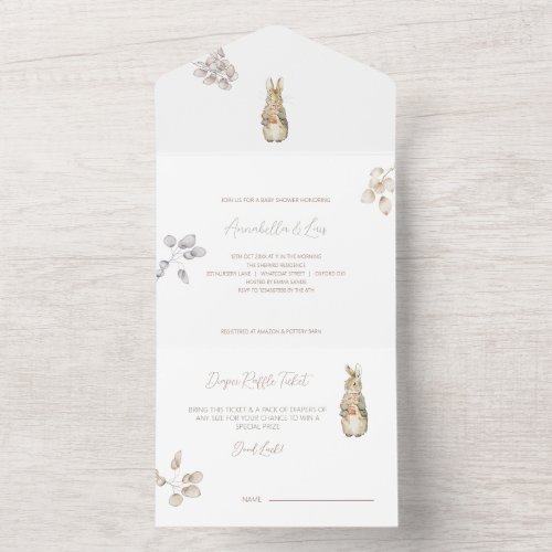 Rabbit Fall Autumn Baby Shower All In One Invitation