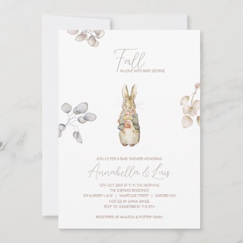 Rabbit Fall Autumn Baby Shower Invitation