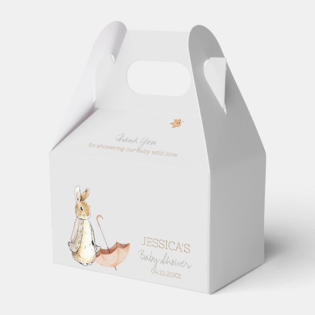 Rabbit Fall Elements Baby Shower Favor Boxes (Front Side)