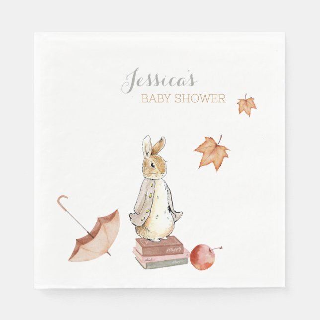 Rabbit Fall Elements Baby Shower Napkins (Front)