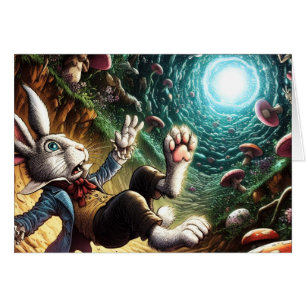 Rabbit Falling Down The Rabbit Hole Greeting Cards