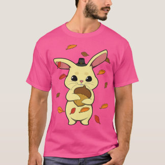 Rabbit Falling Leaves In AutumnT-Shirt T-Shirt