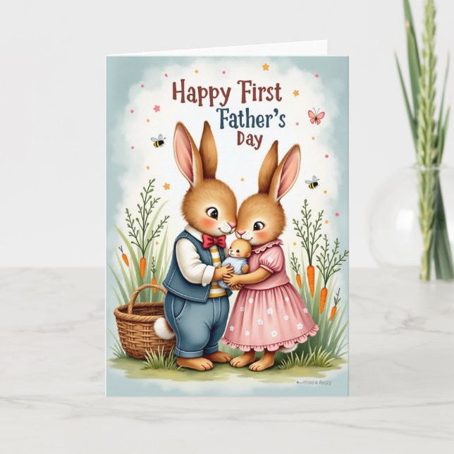 Rabbit Family Fathers Day Card (Front)