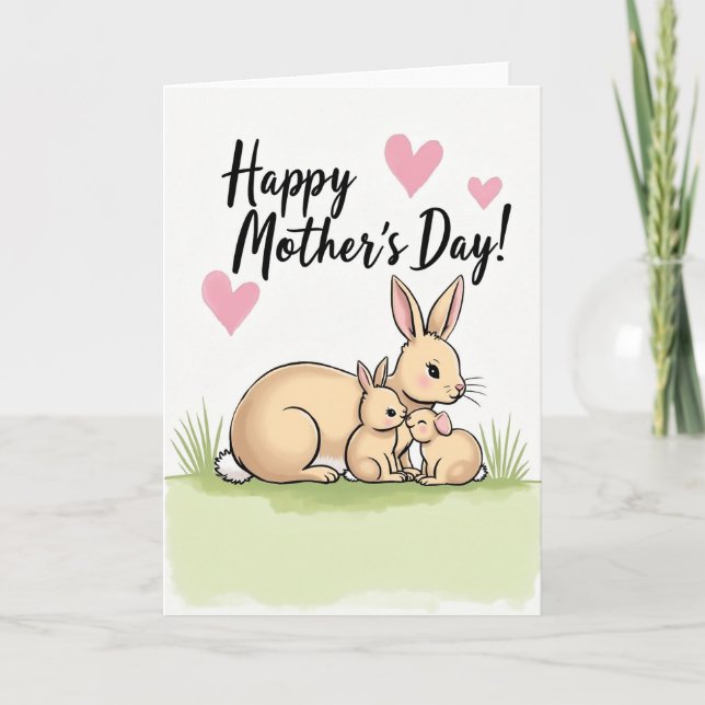 Rabbit Family Mothers Day Card (Front)