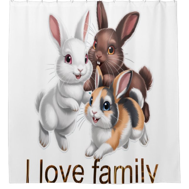 Rabbit family  shower curtain (Front)