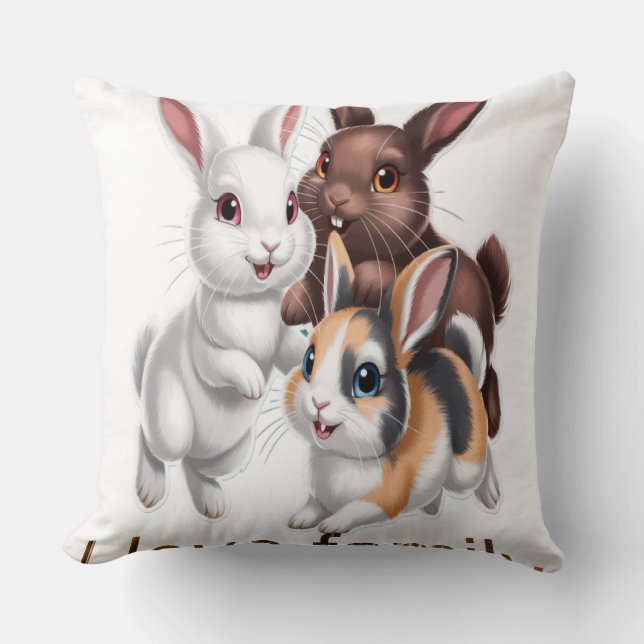 Rabbit family  throw pillow (Front)