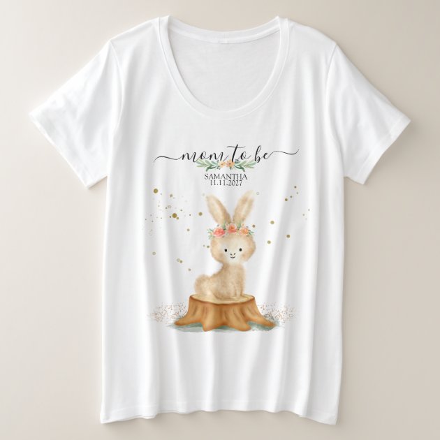 Rabbit Family wildlife baby MOM TO BE Plus Size T-Shirt