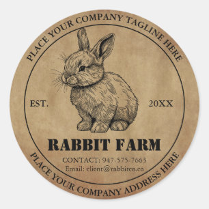 Rabbit Farming Vintage Labels Sticker