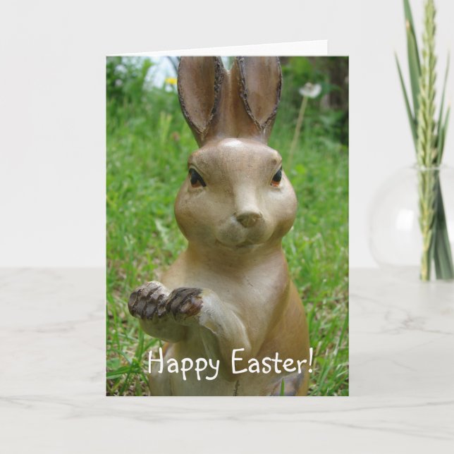Rabbit Figurine, Happy Easter! Holiday Card (Front)