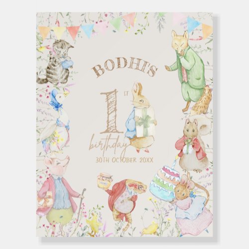 Rabbit First Birthday Foam Board