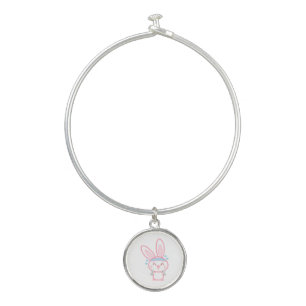 Rabbit, Fitness, Cartoon Bangle Bracelet