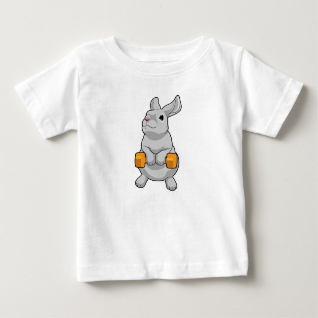 Rabbit Fitness Dumbbell Baby T-Shirt (Front)