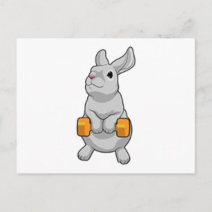 Rabbit Fitness Dumbbell Postcard