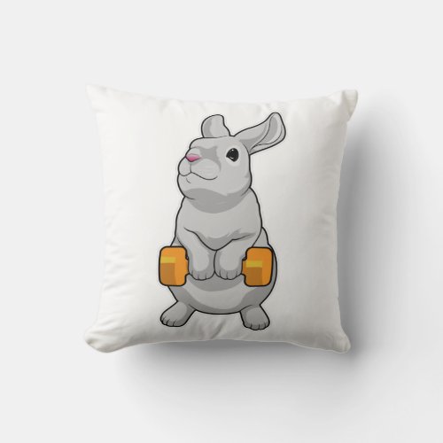 Rabbit Fitness Dumbbell Throw Pillow