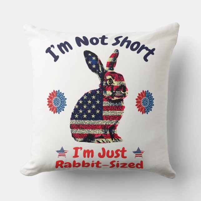 Rabbit Flag America Throw Pillow (Front)