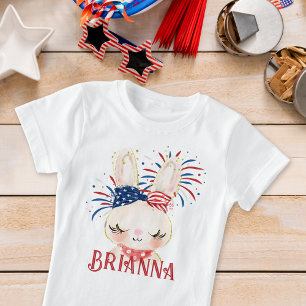 Rabbit Flag Hair Tie and Fireworks Personalized  T-Shirt