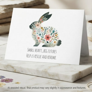 Rabbit floral botanical watercolor card