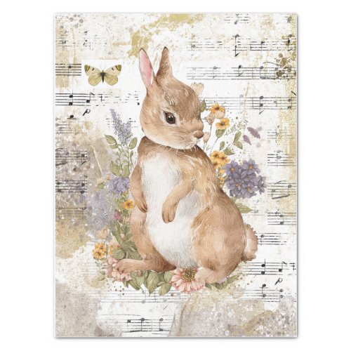 Rabbit Flower Butterfly Music Gold Decoupage Idea  Tissue Paper