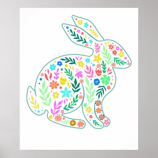 rabbit flower, retro, vintage poster (Front)