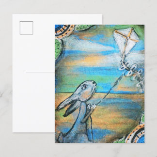 Rabbit Flying a Kite Postcard