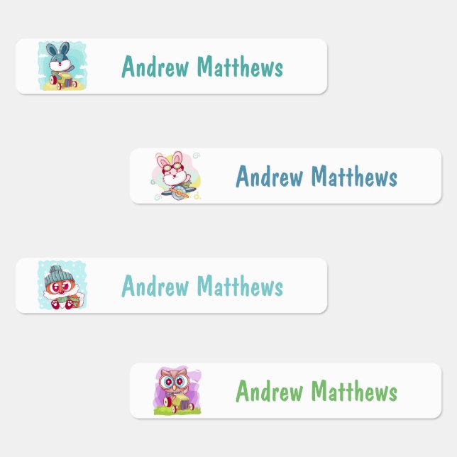 Rabbit Fox Owl Custom Personalized Name Labels (Group)