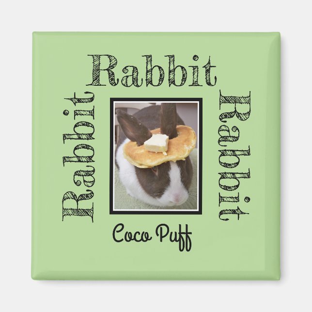 Rabbit Fridge Reminder Personalize Photo Luck Magnet (Front)