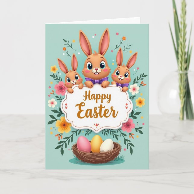 Rabbit Friends Celebration Card (Front)