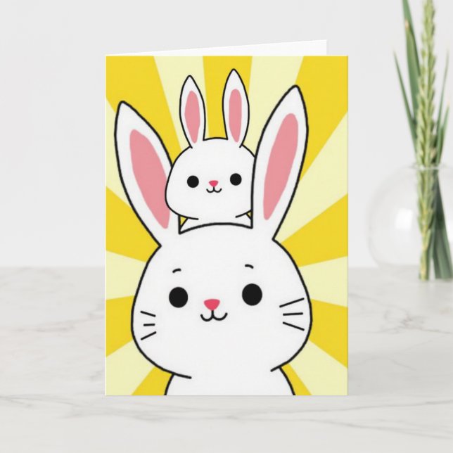 Rabbit Friends Happy Sun Card (Front)