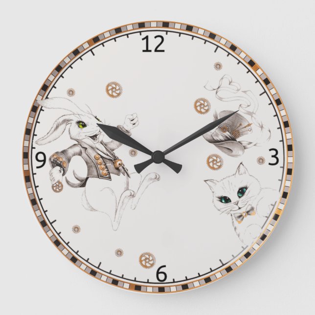 Rabbit from wonderland large clock (Front)
