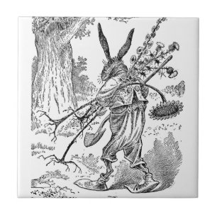Rabbit Gardener with Shovel & Uprooted Plants Tile