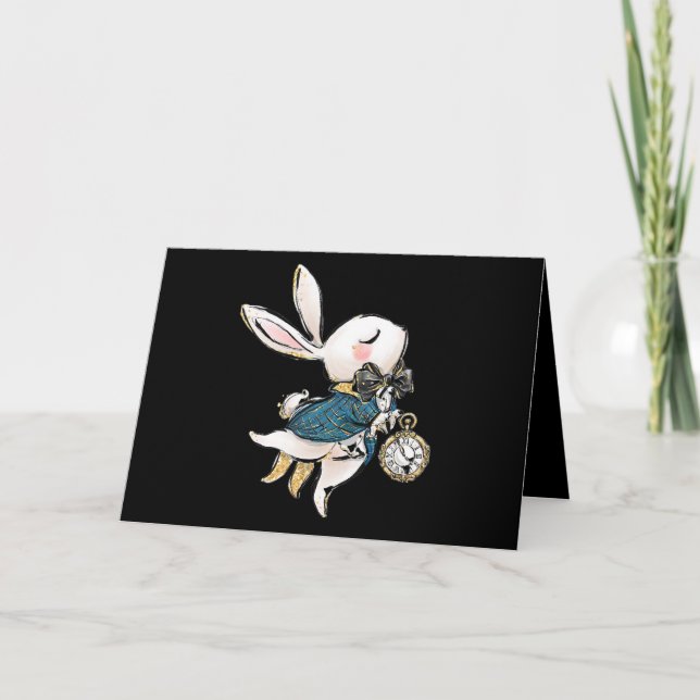 Rabbit Gift | Alice In Wonderland White Rabbit Card (Front)