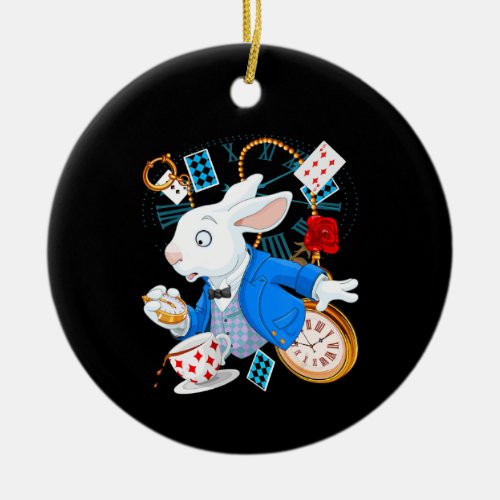 Rabbit Gift  Alice In Wonderland  _ White Rabbit Ceramic Ornament