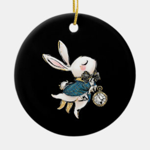 Rabbit Gift Alice In Wonderland White Rabbit Ceramic Ornament
