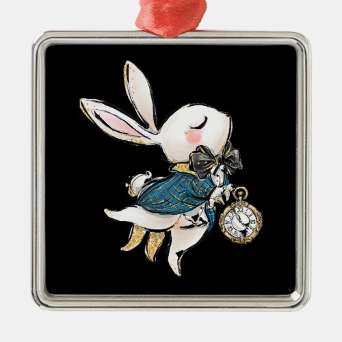 Rabbit Gift  Alice In Wonderland White Rabbit Metal Ornament