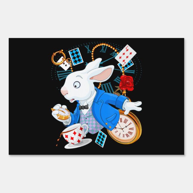Rabbit Gift | Alice In Wonderland  - White Rabbit Sign (Front)