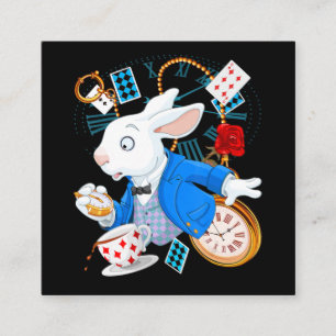Rabbit Gift   Alice In Wonderland  - White Rabbit Square Business Card