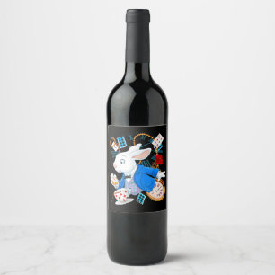 Rabbit Gift   Alice In Wonderland  - White Rabbit Wine Label