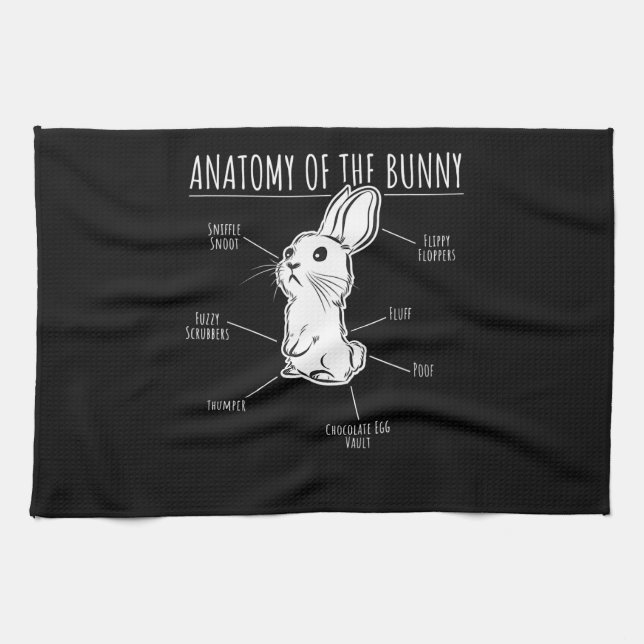 Rabbit Gift |Anatomy Of Bunny Cute Rabbit Pet Love Kitchen Towel (Horizontal)