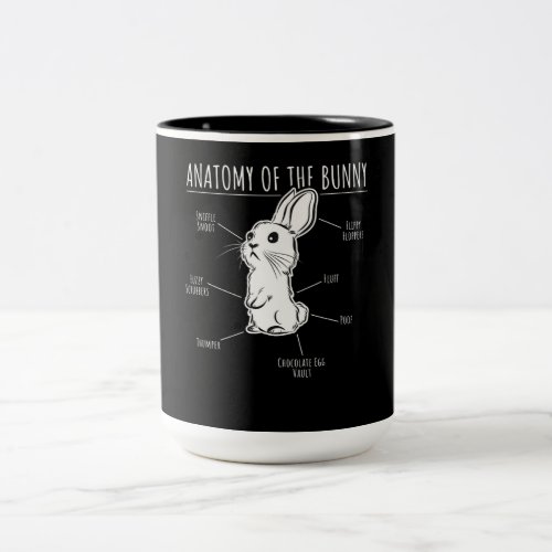 Rabbit Gift Anatomy Of Bunny Cute Rabbit Pet Love Two_Tone Coffee Mug