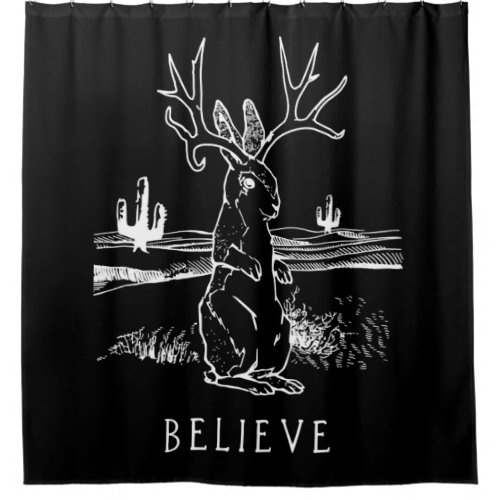 Rabbit Gift  Believe Jackalope Shower Curtain